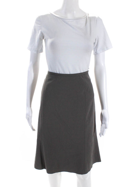 Armani Collezioni Womens Wool Zip Up Mid Rise Midi Pencil Skirt Gray Size 10