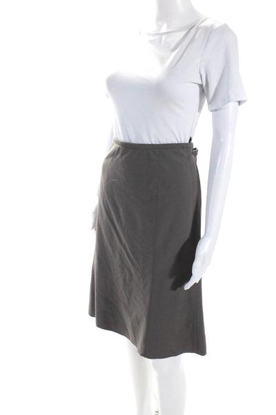 Armani Collezioni Womens Wool Zip Up Mid Rise Midi Pencil Skirt Gray Size 10