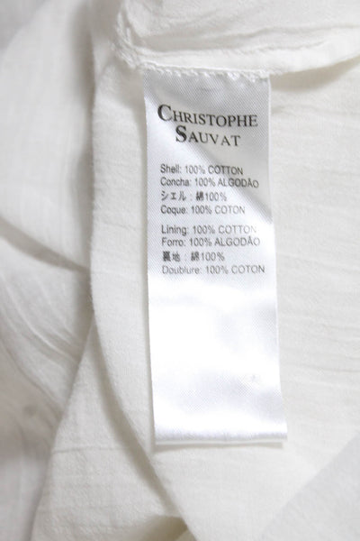 Christophe Sauvat Womens Long Sleeve Metallic Embroidered Blouse Cream Size XS