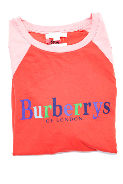 Burberry Children Girls Red Crew Neck Graphic Print Long Sleeve Tee Top Size 12Y