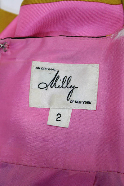 Milly Womens Silk Geometric Print Spaghetti Strap Dress Multi Colored Size 2