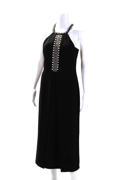 Yigal Azrouel Womens Embroidered Shell Sleeveless Maxi Dress Black Size 10