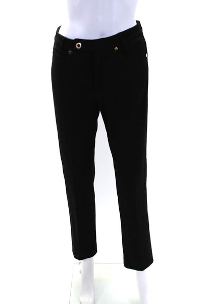 Leggiadro Womens Zipper Fly Mid Rise Straight Leg Trouser Pants Black Size 6