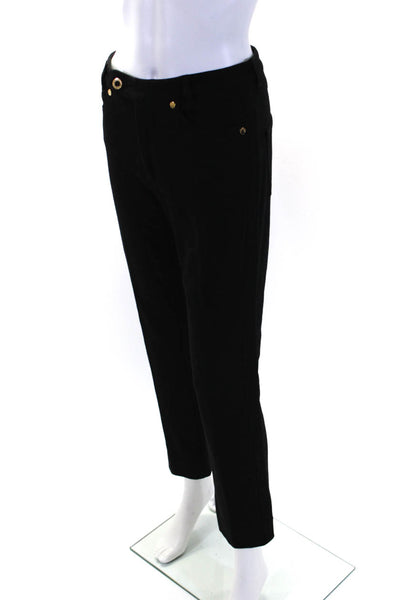 Leggiadro Womens Zipper Fly Mid Rise Straight Leg Trouser Pants Black Size 6