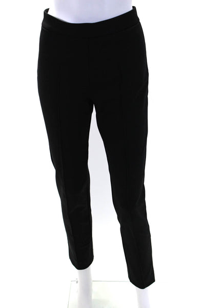 Leggiadro Womens Elastic Waistband Pleated Straight Ankle Leggings Black Size 4