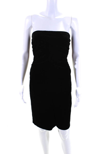 Theory Womens Back Zip Strapless Ruched Velvet Shift Dress Black Size 2
