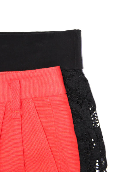 Natorius Rag & Bone Womens Pencil Skirt Pleated Shorts Black Red Size S 2 Lot 2