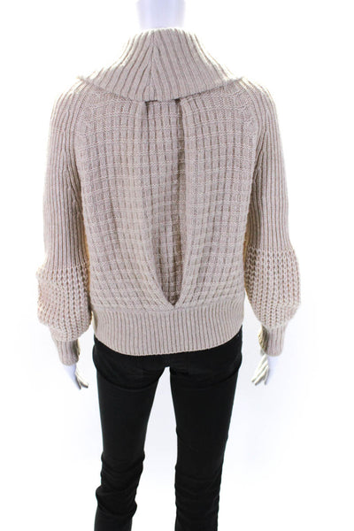 BCBGMAXAZRIA Womens Merino Wool Knit Hook & Eye Sweater Cardigan Beige Size XS