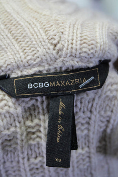 BCBGMAXAZRIA Womens Merino Wool Knit Hook & Eye Sweater Cardigan Beige Size XS