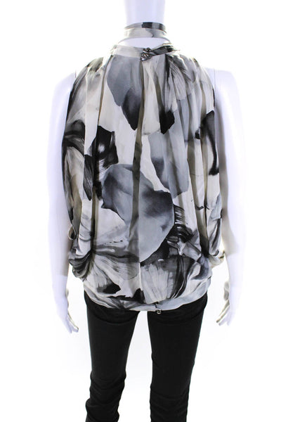 Robert Rodriguez Womens Abstract Print Keyhole Back Batwing Blouse Gray Size 4