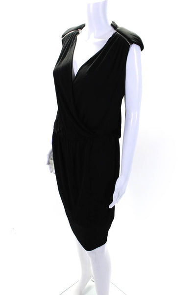 Robert Rodriguez Womens Zipper Detail Ruched Waist Blouson Dress Black Size 4