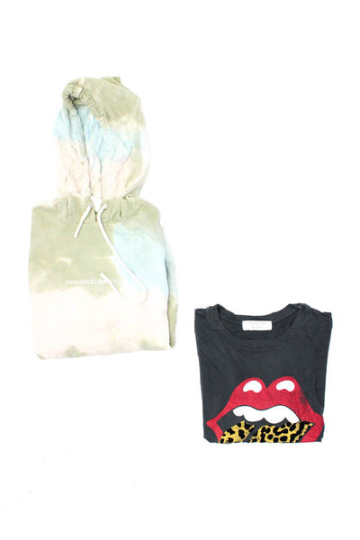 Daydreamer Zara Womens Tie Dye Twill Hoodie Graphic Tee Shirt XS Small Lot 2