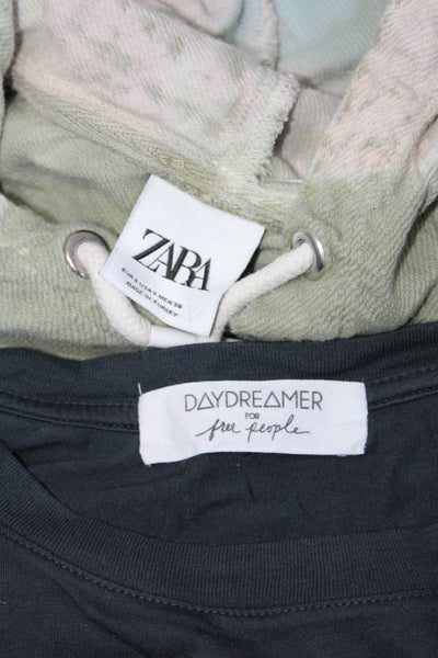 Daydreamer Zara Womens Tie Dye Twill Hoodie Graphic Tee Shirt XS Small Lot 2