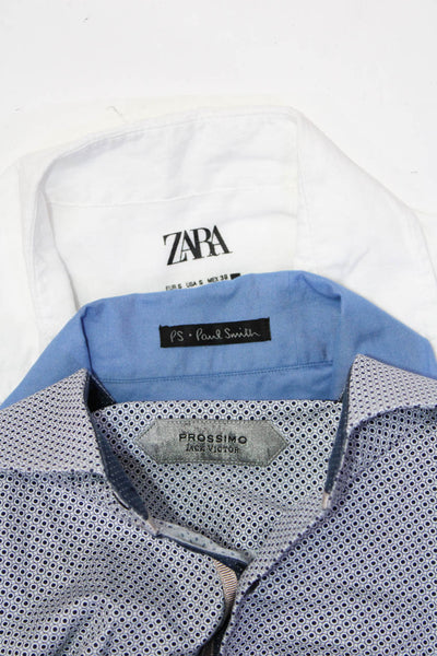 Zara Jack Victor Mens Embroidered Linen Button Up Shirt Size 14.5 Small Lot 3