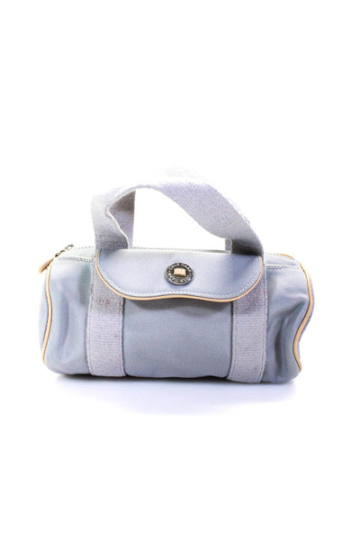 Cole Haan Cotton Canvas Top Zip Small Minimalist Top Handle Handbag Light Gray