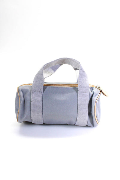 Cole Haan Cotton Canvas Top Zip Small Minimalist Top Handle Handbag Light Gray