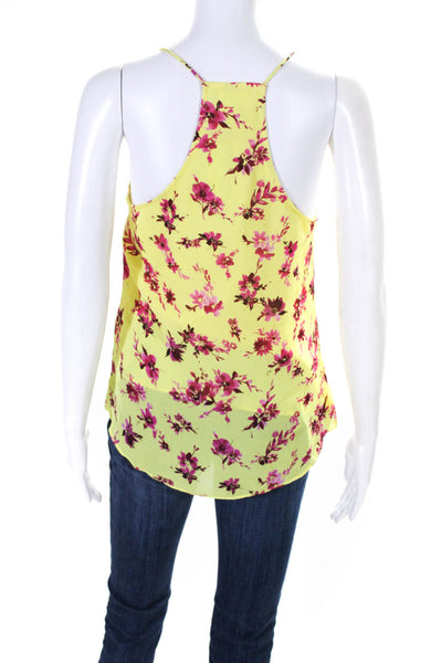 Cami NYC Womens Lace Trim Floral Racerback Cami Tank Top Pink Yellow Size XS