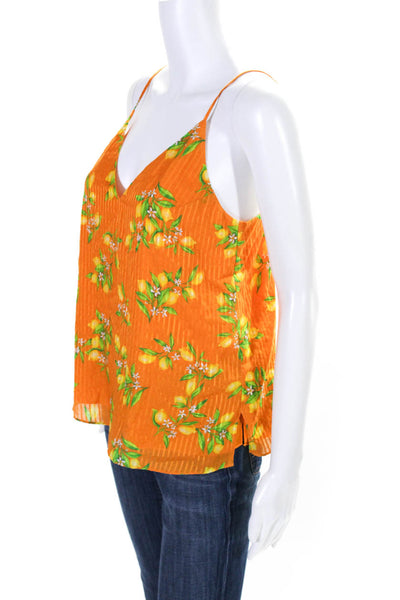 Cami NYC Womens Lemon Print V Neck Tank Top Blouse Yellow Orange Silk Size XS