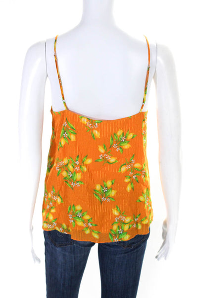 Cami NYC Womens Lemon Print V Neck Tank Top Blouse Yellow Orange Silk Size XS