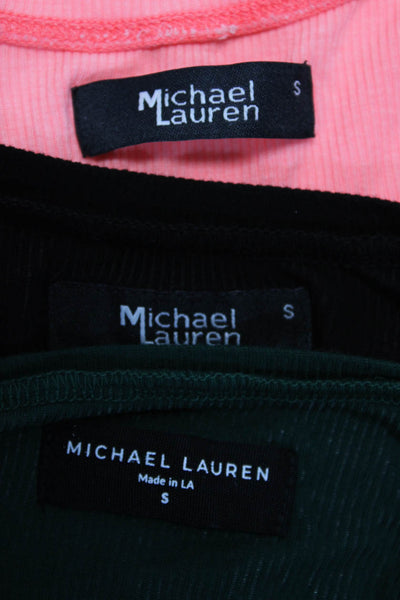 Michael Lauren Womens Ribbed V Neck Cardigan Hot Pink Black Green Small Lot 3