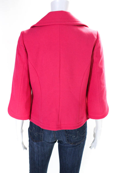 Boden Womens Bright Pink One Button Front Pockets 3/4 Sleeve Jacket Size 6