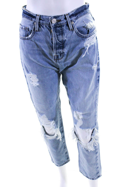 Frame Womens Le Original Distressed Slim Straight Button Fly Jeans Blue Size 24