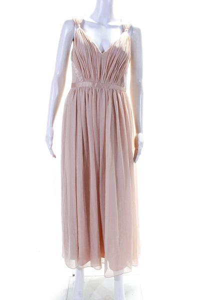 Vera Wang Women's V-Neck Sleeveless Sheer Flare Maxi Dress Peach Size 6