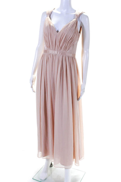 Vera Wang Women's V-Neck Sleeveless Sheer Flare Maxi Dress Peach Size 6