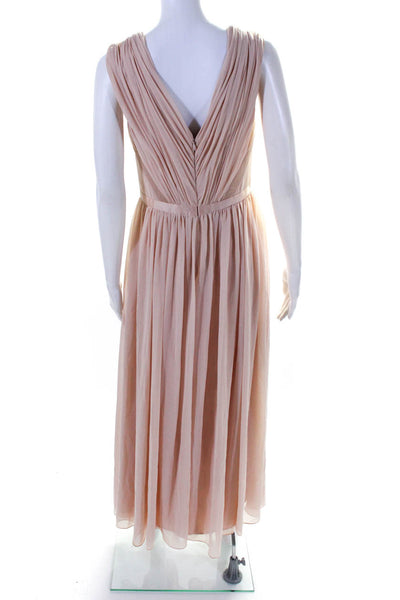 Vera Wang Women's V-Neck Sleeveless Sheer Flare Maxi Dress Peach Size 6