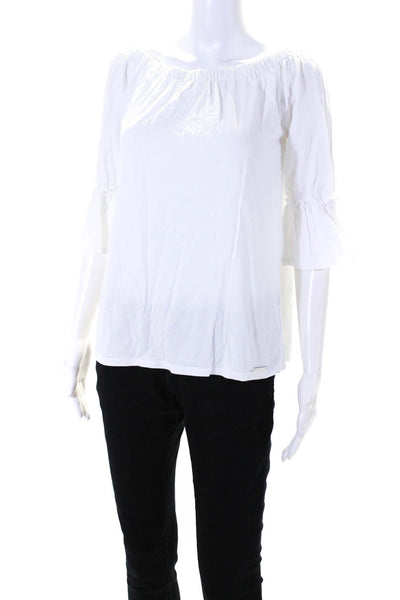 Michael Michael Kors Women's Off The Shoulder Bell Sleeves Blouse White Size M