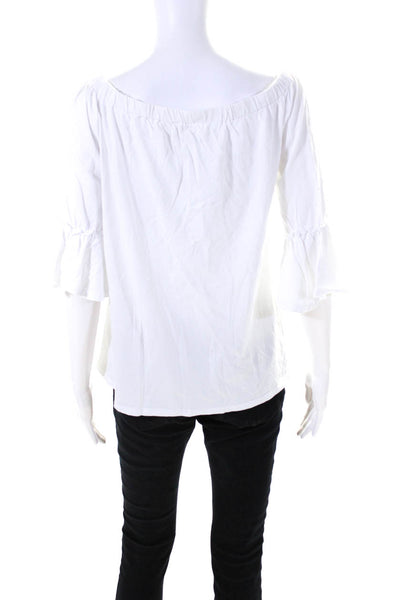 Michael Michael Kors Women's Off The Shoulder Bell Sleeves Blouse White Size M