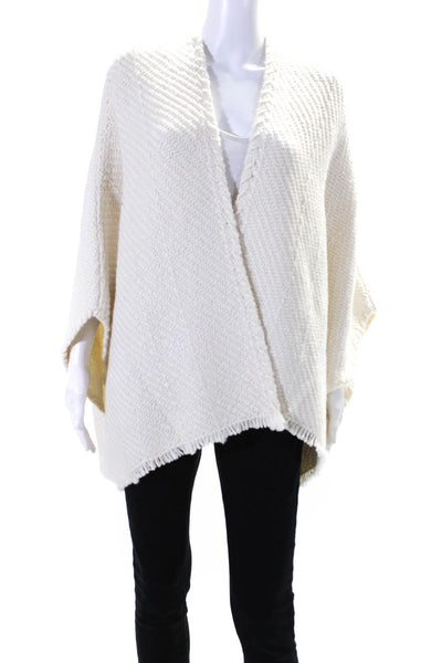 Wehve Womens Dolman Sleeve Open Front Thick Knit Shawl Poncho White One Size