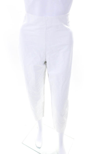 Leggiadro Women's Zip Closure Flat Front Straight Leg Ankle Pant White Size 12