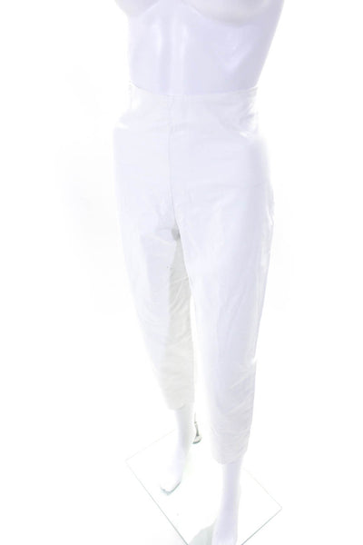 Leggiadro Women's Zip Closure Flat Front Straight Leg Ankle Pant White Size 12