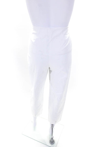 Leggiadro Women's Zip Closure Flat Front Straight Leg Ankle Pant White Size 12