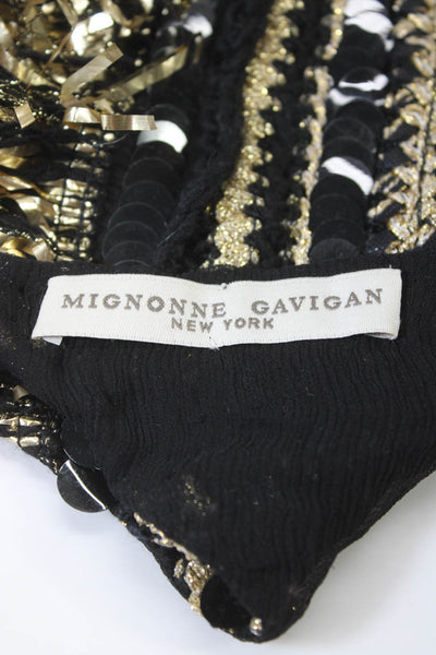 Mignonne Gavigan Womens Black Gold Sequins Fringe Detail Scarf Necklace