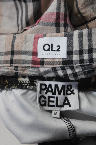 Pam & Gela QL2 Womens Leopard Print Metallic Trim Leggings Brown Size M 42 Lot 2