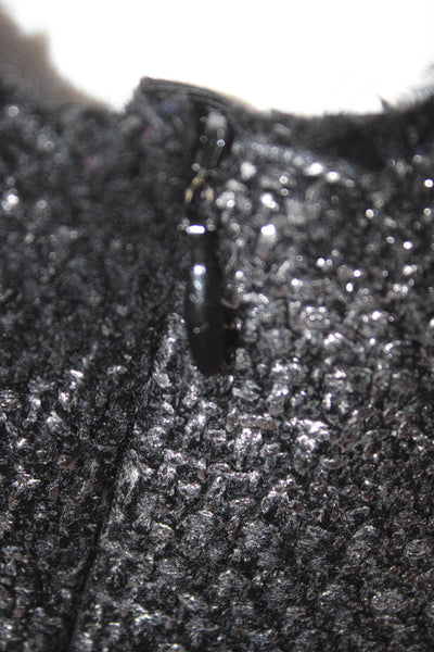 Prada Women's Round Neck Sleeveless Embellish A-Line Midi Dress Black Size 38