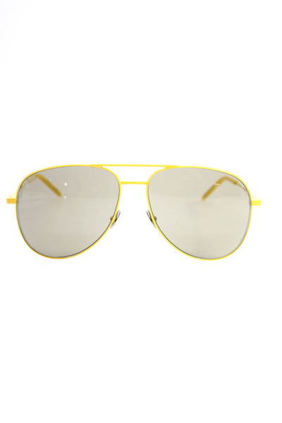 Saint Laurent Womens Yellow Enamel Metal Oversized Aviator Sunglasses 145mm