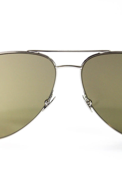 Saint Laurent Womens Silver Tone Metal Gold Lens Aviator Sunglasses 145mm