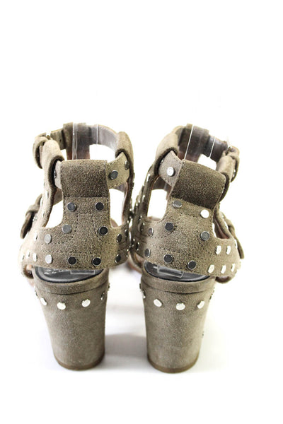 Laurence Dacade Womens Suede Studded Strappy Buckle Up High Heels Gray Size 38 8