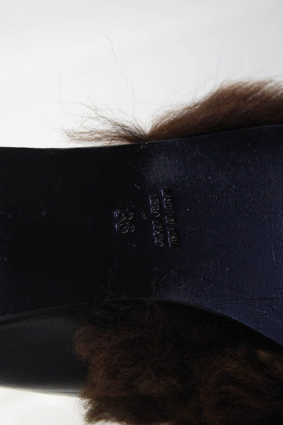 Altuzarra Womens Slip On Leather Shearling Loafers Black Brown Size 36