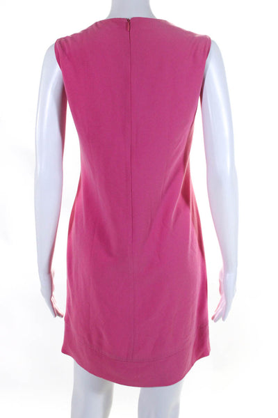 Prada Womens Crepe Draped V-Neck Sleeveless Zip Up Shift Dress Size 46