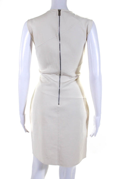 Michael Kors Womens Sleeveless Zipper Detailed Sheath Dress White Size 12