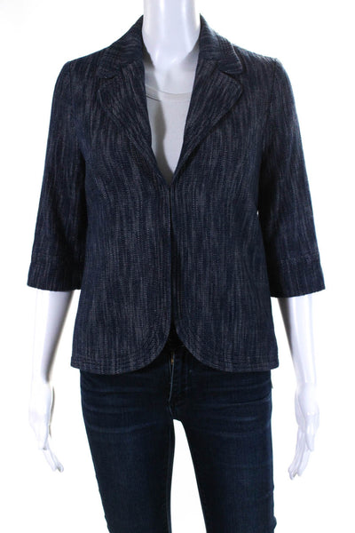 Boden Womens Open Front Light Jacket Denim Blue Cotton Size 4