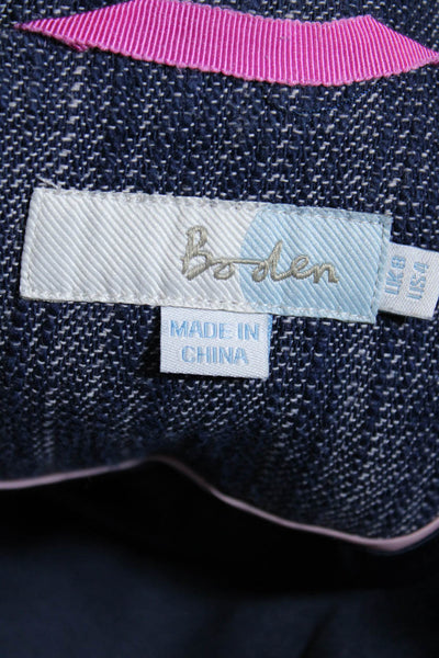 Boden Womens Open Front Light Jacket Denim Blue Cotton Size 4