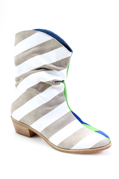 Camper Together Bernard Willhelm Womens Leather Striped  Ankle Boots Multi Color