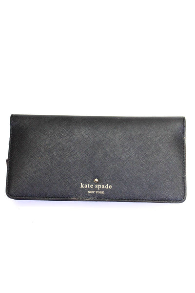 Kate Spade New York Womens Leather Gold Tone Accordion Wallet Black