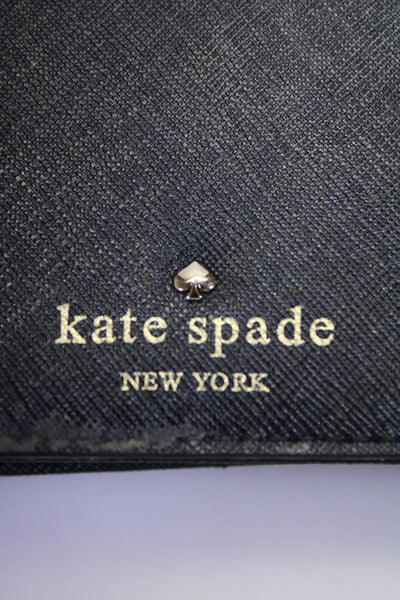 Kate Spade New York Womens Leather Gold Tone Accordion Wallet Black