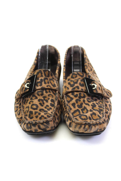 Stuart Weitzman Womens Leopard Printed Suede Slip On Loafers Brown Size 8.5M